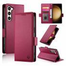 For Samsung Galaxy S23+ 5G Side Buckle Magnetic Frosted Leather Phone Case(Wine Red) - 1