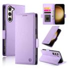 For Samsung Galaxy S23+ 5G Side Buckle Magnetic Frosted Leather Phone Case(Purple) - 1