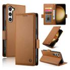 For Samsung Galaxy S23+ 5G Side Buckle Magnetic Frosted Leather Phone Case(Brown) - 1
