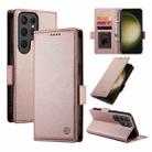 For Samsung Galaxy S23 Ultra 5G Side Buckle Magnetic Frosted Leather Phone Case(Rose Gold) - 1