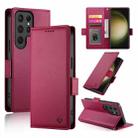 For Samsung Galaxy S23 Ultra 5G Side Buckle Magnetic Frosted Leather Phone Case(Wine Red) - 1