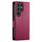 For Samsung Galaxy S23 Ultra 5G Side Buckle Magnetic Frosted Leather Phone Case(Wine Red) - 3