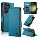 For Samsung Galaxy S23 Ultra 5G Side Buckle Magnetic Frosted Leather Phone Case(Blue) - 1