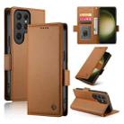 For Samsung Galaxy S23 Ultra 5G Side Buckle Magnetic Frosted Leather Phone Case(Brown) - 1