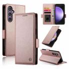For Samsung Galaxy S23 FE 5G Side Buckle Magnetic Frosted Leather Phone Case(Rose Gold) - 1