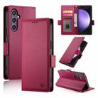 For Samsung Galaxy S23 FE 5G Side Buckle Magnetic Frosted Leather Phone Case(Wine Red) - 1