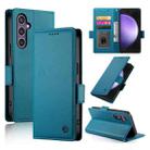 For Samsung Galaxy S23 FE 5G Side Buckle Magnetic Frosted Leather Phone Case(Blue) - 1