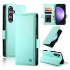 For Samsung Galaxy S23 FE 5G Side Buckle Magnetic Frosted Leather Phone Case(Mint Green) - 1