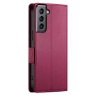 For Samsung Galaxy S21 5G Side Buckle Magnetic Frosted Leather Phone Case(Wine Red) - 3