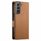 For Samsung Galaxy S21 5G Side Buckle Magnetic Frosted Leather Phone Case(Brown) - 3