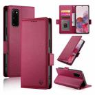 For Samsung Galaxy S20 5G Side Buckle Magnetic Frosted Leather Phone Case(Wine Red) - 1