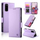 For Samsung Galaxy S20 5G Side Buckle Magnetic Frosted Leather Phone Case(Purple) - 1