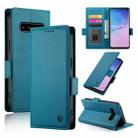 For Samsung Galaxy S10 Side Buckle Magnetic Frosted Leather Phone Case(Blue) - 1