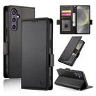 For Samsung Galaxy S25 5G Side Buckle Magnetic Frosted Leather Phone Case(Black) - 1
