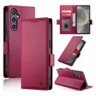 For Samsung Galaxy S25 5G Side Buckle Magnetic Frosted Leather Phone Case(Wine Red) - 1