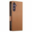 For Samsung Galaxy S25 5G Side Buckle Magnetic Frosted Leather Phone Case(Brown) - 3