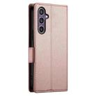 For Samsung Galaxy S25+ 5G Side Buckle Magnetic Frosted Leather Phone Case(Rose Gold) - 3