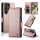 For Samsung Galaxy S25 Ultra 5G Side Buckle Magnetic Frosted Leather Phone Case(Rose Gold) - 1