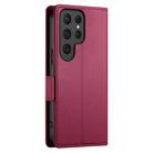 For Samsung Galaxy S25 Ultra 5G Side Buckle Magnetic Frosted Leather Phone Case(Wine Red) - 3
