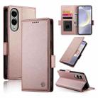 For Samsung Galaxy S25 Edge 5G Side Buckle Magnetic Frosted Leather Phone Case(Rose Gold) - 1