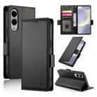 For Samsung Galaxy S25 Edge 5G Side Buckle Magnetic Frosted Leather Phone Case(Black) - 1