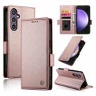 For Samsung Galaxy S25 FE 5G Side Buckle Magnetic Frosted Leather Phone Case(Rose Gold) - 1