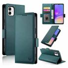 For Samsung Galaxy A05 Side Buckle Magnetic Frosted Leather Phone Case(Dark Green) - 1