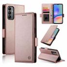 For Samsung Galaxy A05s Side Buckle Magnetic Frosted Leather Phone Case(Rose Gold) - 1