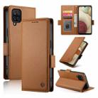 For Samsung Galaxy A12 5G / M12 Side Buckle Magnetic Frosted Leather Phone Case(Brown) - 1