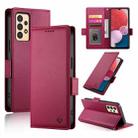 For Samsung Galaxy A13 4G / 5G / A04s Side Buckle Magnetic Frosted Leather Phone Case(Wine Red) - 1