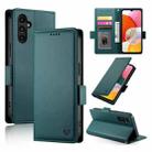 For Samsung Galaxy A14 4G / 5G Side Buckle Magnetic Frosted Leather Phone Case(Dark Green) - 1