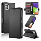 For Samsung Galaxy A22 4G Side Buckle Magnetic Frosted Leather Phone Case(Black) - 1