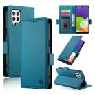 For Samsung Galaxy A22 4G Side Buckle Magnetic Frosted Leather Phone Case(Blue) - 1