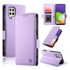 For Samsung Galaxy A22 4G Side Buckle Magnetic Frosted Leather Phone Case(Purple) - 1