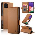 For Samsung Galaxy A22 5G / F42 5G Side Buckle Magnetic Frosted Leather Phone Case(Brown) - 1