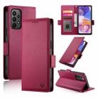 For Samsung Galaxy A23 4G / 5G Side Buckle Magnetic Frosted Leather Phone Case(Wine Red) - 1