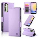For Samsung Galaxy A25 5G Global Side Buckle Magnetic Frosted Leather Phone Case(Purple) - 1