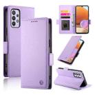 For Samsung Galaxy A32 4G Side Buckle Magnetic Frosted Leather Phone Case(Purple) - 1
