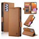 For Samsung Galaxy A32 4G Side Buckle Magnetic Frosted Leather Phone Case(Brown) - 1