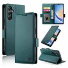 For Samsung Galaxy A34 5G Side Buckle Magnetic Frosted Leather Phone Case(Dark Green) - 1