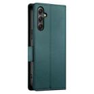 For Samsung Galaxy A34 5G Side Buckle Magnetic Frosted Leather Phone Case(Dark Green) - 3