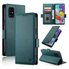 For Samsung Galaxy A51 4G / M40s Side Buckle Magnetic Frosted Leather Phone Case(Dark Green) - 1
