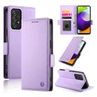 For Samsung Galaxy A52 4G / 5G Side Buckle Magnetic Frosted Leather Phone Case(Purple) - 1