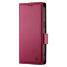For Samsung Galaxy A71 4G Side Buckle Magnetic Frosted Leather Phone Case(Wine Red) - 2