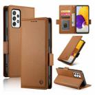 For Samsung Galaxy A72 4G / 5G Side Buckle Magnetic Frosted Leather Phone Case(Brown) - 1