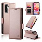For Samsung Galaxy A36 Side Buckle Magnetic Frosted Leather Phone Case(Rose Gold) - 1