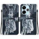 For Xiaomi Redmi 13 4G Crystal Texture Colored Drawing Leather Phone Case(Cat Tiger Reflection) - 1