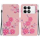 For Xiaomi Redmi K70 Pro / K70 Crystal Texture Colored Drawing Leather Phone Case(Cherry Blossoms) - 1