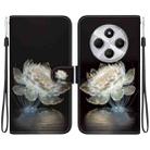 For Redmi 14C 4G Crystal Texture Colored Drawing Leather Phone Case(Crystal Peony) - 1