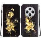 For Redmi 14C 4G Crystal Texture Colored Drawing Leather Phone Case(Gold Butterfly Rose) - 1